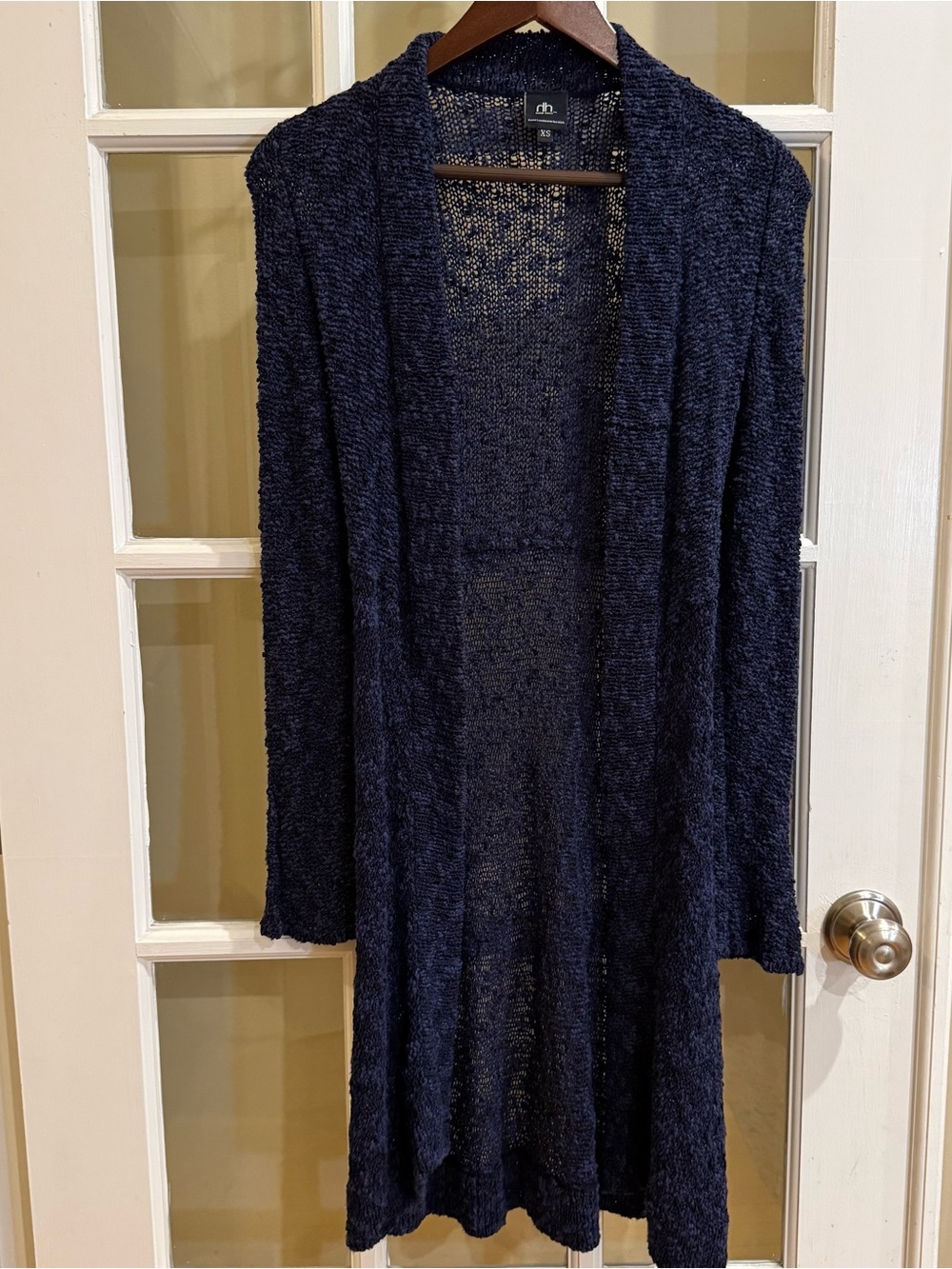 Heidi Hess Hand Loomed Cardigan Navy Black XS
